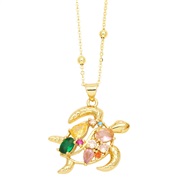 (A)occidental style fashion personality embed color zircon animal necklace woman  lovely rabbit samll pendantnkt
