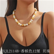 (JXJL21148  champagne12) color big necklace woman  brief temperament clavicle chain  samll high sweater chain chain
