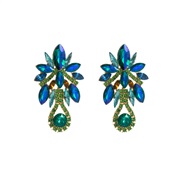 ( Green color)occidental style exaggerating retro luxurious colorful diamond earrings palace temperament elegant all-Pu