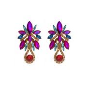 (red color )occidental style exaggerating retro luxurious colorful diamond earrings palace temperament elegant all-Purp