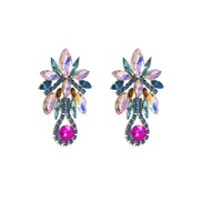 (Pastel )occidental style exaggerating retro luxurious colorful diamond earrings palace temperament elegant all-Purpose
