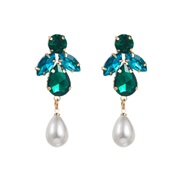 ( green)occidental style fashion personality temperament colorful diamond series Alloy diamond earrings woman imitate P