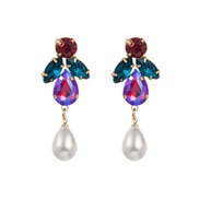( red and green)occidental style fashion personality temperament colorful diamond series Alloy diamond earrings woman i