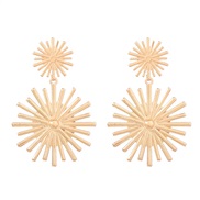 ( Gold)fashion brief retro multilayer Alloy sun flower earrings woman occidental style exaggerating temperament Earring