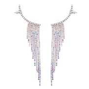 (silvery AB color)earrings Alloy Rhinestone diamond long style tassel earrings woman occidental style exaggerating claw