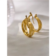 (1   Gold) big same style buckle fashion Metal wind circle earrings Earring