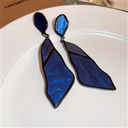 (2  Silver needle  blue)silver geometry Irregular earrings fashion Acrylic temperament ear stud occidental style exagge