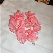 ( Silver needle  Pink)silver crystal flowers tassel earrings earring occidental style exaggerating atmospheric Earring