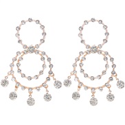 (gold +)occidental style exaggerating fashion colorful diamond Round tassel Alloy diamond Rhinestone earring earrings w