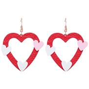 ( red) color hollow love Peach heart earrings sweet woman ear stud small fresh Earring