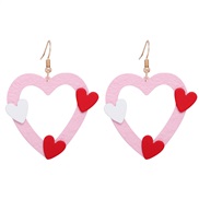 ( Pink) color hollow love Peach heart earrings sweet woman ear stud small fresh Earring