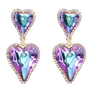 (purple)Colorful glass mosaic love Peach heart earrings occidental style woman ear stud