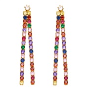(color )occidental style long style brief fully-jewelled tassel earringsins personality samll earring Earringera