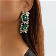 ( green)E exaggerating retro flowers earrings  colorful diamond personality Earring fashion elegant earring woman