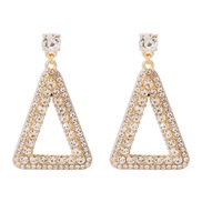 ( Gold)E occidental style personality creative fully-jewelled Earring  geometry triangle fashion earrings wind samll ea