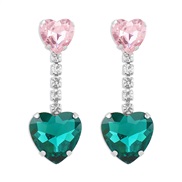 ( green)E heart-shaped Rhinestone temperament samll earrings  claw chain tassel romantic Earring woman