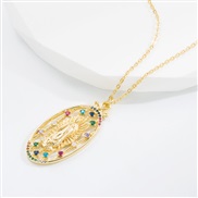 (1)occidental styleins wind bronze gold plated embed Zirconium pendant necklace woman  personality trend creative sw