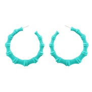 (Cyan )earrings Alloy Word earrings bamboo Round Earring occidental style exaggerating Metal