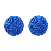 ( blue)spring weave earrings woman Round ear stud occidental style elegant Bohemia Earring