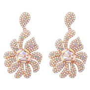 (gold AB color)spring Alloy diamond earrings woman flowers earring occidental style exaggerating wind Earringearrings