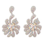 (silvery AB color)spring Alloy diamond earrings woman flowers earring occidental style exaggerating wind Earringearrings