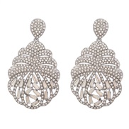 ( Silver) fully-jewelled flowers earrings woman occidental style exaggerating earring Alloy diamond