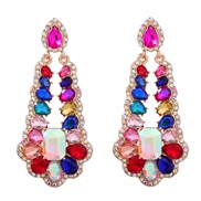 ( Color)occidental style exaggerating earrings Alloy diamond Earring woman multilayer drop glass diamond fully-jewelled
