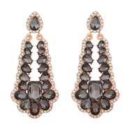 ( black)occidental style exaggerating earrings Alloy diamond Earring woman multilayer drop glass diamond fully-jewelled