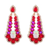( red)occidental style exaggerating earrings Alloy diamond Earring woman multilayer drop glass diamond fully-jewelled E
