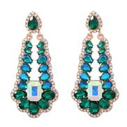 ( green)occidental style exaggerating earrings Alloy diamond Earring woman multilayer drop glass diamond fully-jewelled
