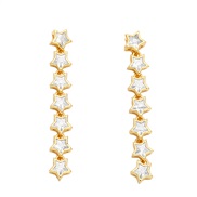 ( white)occidental style personality retro color zircon Five-pointed star tassel earrings brief temperament ear stud ea