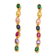(color ) Earring retro temperament fully-jewelled long style tassel earrings occidental style fashion personality exagg
