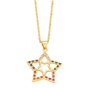 ( Five pointed star )occidental style embed color zircon butterfly necklace creative personality balloon pendant clavic