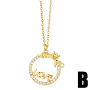 (B) hollow love sun necklace woman personalityins windk gold diamond sun clavicle chain chainnkb