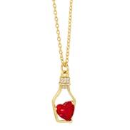 ( red) creative fashion fashion heart-shaped zircon necklace trend all-Purpose diamond pendant womannk