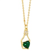 ( green) creative fashion fashion heart-shaped zircon necklace trend all-Purpose diamond pendant womannk