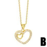 (B)occidental style brief personality hollow diamond love necklace woman heart-shaped Peach heart pendant clavicle cha