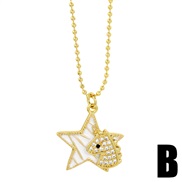 (B)occidental styleins brief samll Five-pointed star necklace enamel diamond clavicle chain woman chainnk