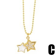 (C)occidental styleins brief samll Five-pointed star necklace enamel diamond clavicle chain woman chainnk