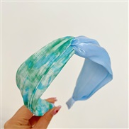 ( blue width )Korean style small freshI wind  color fashion splice width Headband all-Purpose HeadbandF