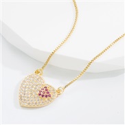 (love )occidental styleins wind bronze gold plated embed zircon super love necklace  creative style trend sweater chain
