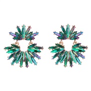 ( green)ins wind occidental style fully-jewelled earrings woman Alloy diamond Earring exaggerating super Rhinestone flo