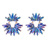 ( blue)ins wind occidental style fully-jewelled earrings woman Alloy diamond Earring exaggerating super Rhinestone flow