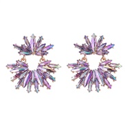 (purple)ins wind occidental style fully-jewelled earrings woman Alloy diamond Earring exaggerating super Rhinestone flo