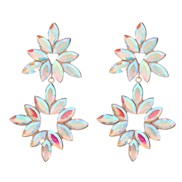 (AB color) fully-jewelled flowers earrings woman Alloy diamond earring occidental style exaggerating Rhinestone flowers