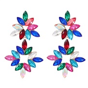 ( Color) fully-jewelled flowers earrings woman Alloy diamond earring occidental style exaggerating Rhinestone flowers E