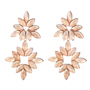 ( Gold) fully-jewelled flowers earrings woman Alloy diamond earring occidental style exaggerating Rhinestone flowers Ea