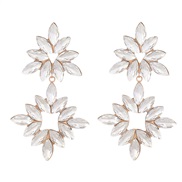 ( white) fully-jewelled flowers earrings woman Alloy diamond earring occidental style exaggerating Rhinestone flowers E