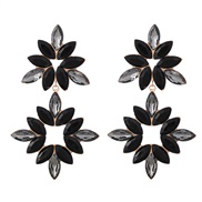 ( black) fully-jewelled flowers earrings woman Alloy diamond earring occidental style exaggerating Rhinestone flowers E