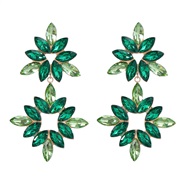 ( green) fully-jewelled flowers earrings woman Alloy diamond earring occidental style exaggerating Rhinestone flowers E